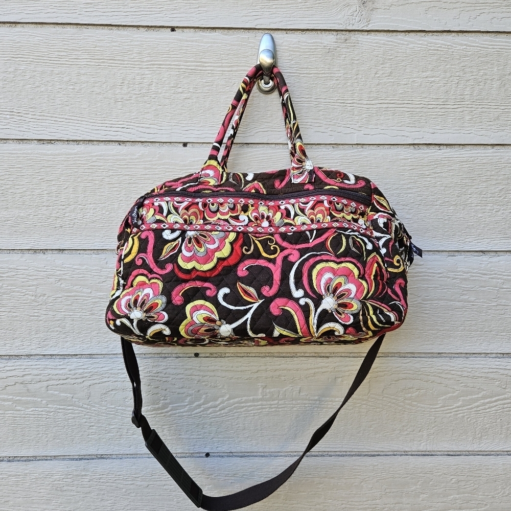 Vera Bradley Puccini weekender duffel travel bag brown floral
